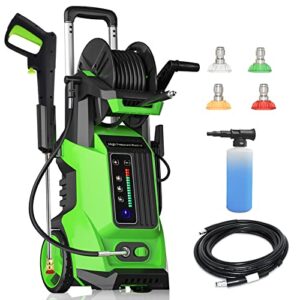 bosen electric pressure washer – 3800 psi + 2.8 gpm high pressure washers with 4 interchangeable nozzles and foam cannon hose reel, power washers electric powered for home/driveway/patio