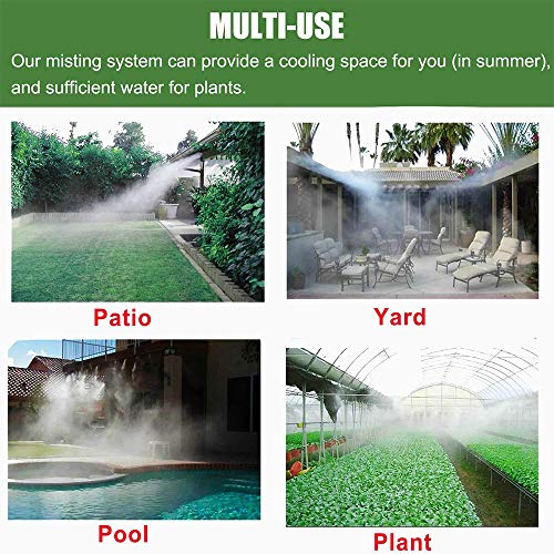 GLANT Misting System Misters for Patio Misting System 33FT Misting Line 11Brass Mist Nozzles Brass Adapter for Patio Garden Umbrellas Greenhouse Trampoline