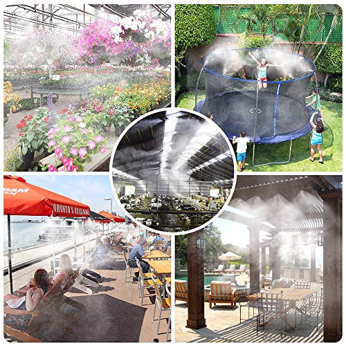 GLANT Misting System Misters for Patio Misting System 33FT Misting Line 11Brass Mist Nozzles Brass Adapter for Patio Garden Umbrellas Greenhouse Trampoline