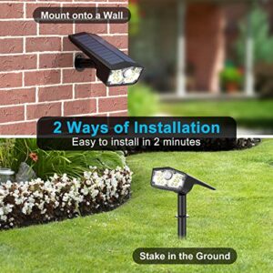 Motion Sensor Outdoor Lights Solar Powered, 3 Modes, IP67 Waterproof Bright LED Solar Flood Light, Dusk to Dawn Landscape Spot Lights for Outside, Pathway, Yard, Garden, Driveway, 2 Pack Spotlight