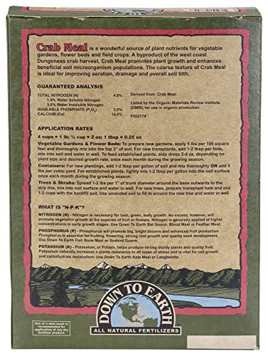 Down to Earth Organic Crab Meal Fertilizer Mix 4-3-0, 5 lb