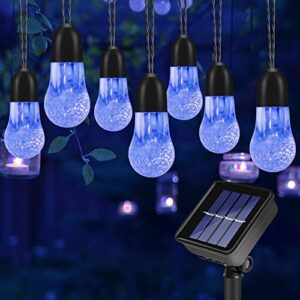 solar string lights 39.4ft 50led super bright solar outdoor lights waterproof 8modes decorative patio lights solar powered for outside garden camping yard porch wedding party halloween christmas-blue
