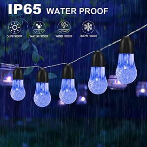 Solar String Lights 39.4FT 50LED Super Bright Solar Outdoor Lights Waterproof 8Modes Decorative Patio Lights Solar Powered for Outside Garden Camping Yard Porch Wedding Party Halloween Christmas-Blue