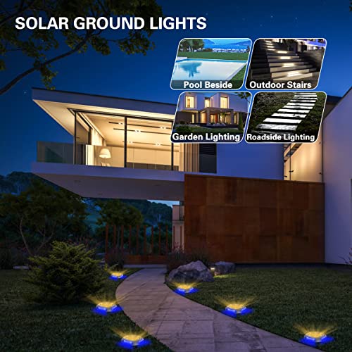 Ansody Solar Ground Lights, Upgraded 10LED 1000mAh IP65 Waterproof Outdoor Garden Lights 14Hrs Extra Long Time Lighting Landscape Lights for Patio Pathway Driveway Lawn Yard (8 Pack)