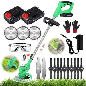 electric cordless weed wacker with 3type blades, string trimmer edger lawn mower grass brush cutter kit pruning cutter garden tools, weed eater trimmer for lawn,yard,garden,bush pruning&trimming