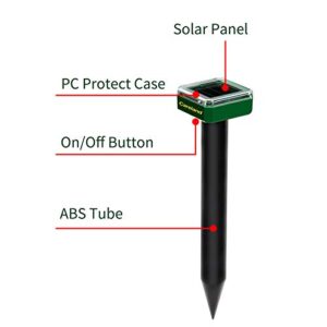 THANOS Solar Mole Repellent Stakes Groundhog Repeller Gopher Deterrent Spike Trap Get Rid of Voles from Garden Outdoor