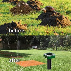 THANOS Solar Mole Repellent Stakes Groundhog Repeller Gopher Deterrent Spike Trap Get Rid of Voles from Garden Outdoor