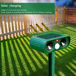 kaforto Ultrasonic Solar Animal Repeller, Ultrasonic Pest Repeller with Motion Sensor, Outdoor Squirrel Snake Raccoon Deer Mouse Repellent for Yard & Farm & Garden & Lawn (14.7inch-009)