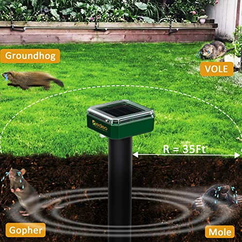 Redeo Solar Powered Mole and Groundhog Repellent Stakes Outdoor Sonic Gopher Deterrent Spikes Vole Chaser Instead of Traps Killers Pest Control for Garden Yard Waterproof (4)