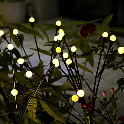 NBQQ Solar Garden Lights,Solar Firefly Lights,4 Pack 32 Heads Solar Lights Outdoor Decorative,Sway by Wind, High Flexibility Iron Wire & Heavy Bulb Base,Yard Patio Pathway Lawn Decoration