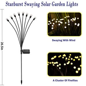 NBQQ Solar Garden Lights,Solar Firefly Lights,4 Pack 32 Heads Solar Lights Outdoor Decorative,Sway by Wind, High Flexibility Iron Wire & Heavy Bulb Base,Yard Patio Pathway Lawn Decoration