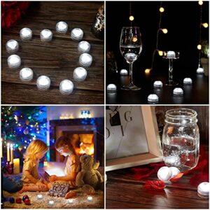 Submersible LED Lights, IMAGE 12 PCS LED Submersible Tea Lights Waterproof Floral Decoration Party Tea Lights, Battery Operated Flameless Tea Lights for Party, Wedding, Garden and Bath White