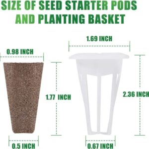 Wosnows Seed Pods Kit for Hydroponics Growing System, Seed Starter Pods with 12pcs Grow Sponges, 12pcs Plastic Covers, 12pcs Baskets Kit, Hydroponics Garden Kit Replacements for Plant Germination