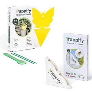 trappify sticky fly traps for home pest control – fly, gnats and other flying insects killer with extra sticky adhesive disposable fly and bug catcher – 24 traps