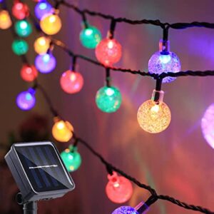 Solar String Lights Outdoor Waterproof IP65 Mother's Day Gift 20 Feet 20 LED 8 Modes Crystal Globe Fairy Light for Garden Parterre Terrace Decor,Wedding,Party,Camping（Multi-Colored）