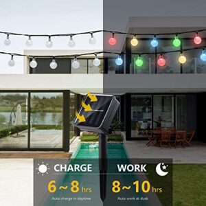 Solar String Lights Outdoor Waterproof IP65 Mother's Day Gift 20 Feet 20 LED 8 Modes Crystal Globe Fairy Light for Garden Parterre Terrace Decor,Wedding,Party,Camping（Multi-Colored）