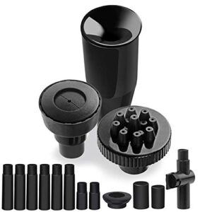 plastic fountain nozzle 1/2, the small pool sprayer fountain nozzle for garden, ponds, tabletop fish ponds, 15 pcs of set, 3 fountain shaped, pool aerator nozzle, black -s
