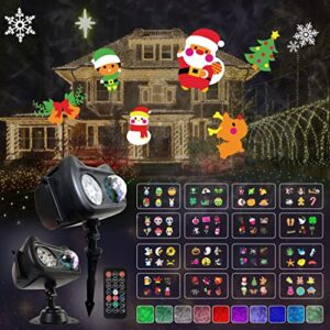 christmas halloween holiday projector lights 2-in-1 26 hd effects (3d ocean wave & 96 patterns) waterproof with rf remote control timer for indoor holiday party home garden decorations (16 slides pro)