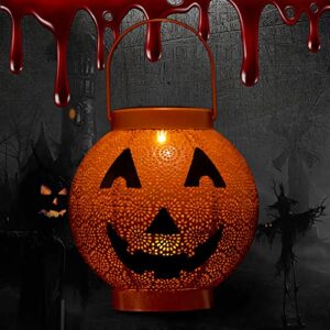 Halloween Pumpkin Hanging Solar Lights - 𝟮𝟬𝟮𝟯 𝗡𝗲𝘄𝗲𝘀𝘁 Retro Outdoor Waterproof Halloween Spooky Hanging Lights with Handle for Outdoor, Tree Decor, Garden or Yard, Outside Entryway, Porch