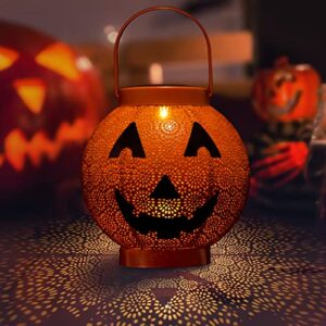 Halloween Pumpkin Hanging Solar Lights - 𝟮𝟬𝟮𝟯 𝗡𝗲𝘄𝗲𝘀𝘁 Retro Outdoor Waterproof Halloween Spooky Hanging Lights with Handle for Outdoor, Tree Decor, Garden or Yard, Outside Entryway, Porch