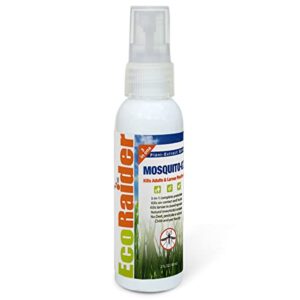 ecoraider mosquito killer triple-action spray (2oz), kills all stages+ lasting repellency, personal protection safe for skin, pleasant citrus scent, non-toxic child & pet-safe, plant based formula