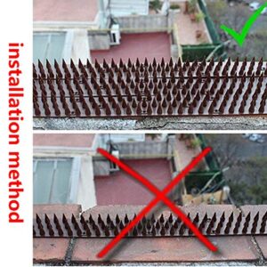 Unkno 12 Pack Plastic Bird Deterrent Spikes 16.7 Feet Fence Spikes for Cat,Birds,Bird Spikes, Squirrel Spikes，Spike Strips for Bird Cat Squirrel Pigeons（ Brown）