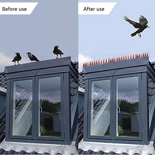 Unkno 12 Pack Plastic Bird Deterrent Spikes 16.7 Feet Fence Spikes for Cat,Birds,Bird Spikes, Squirrel Spikes，Spike Strips for Bird Cat Squirrel Pigeons（ Brown）