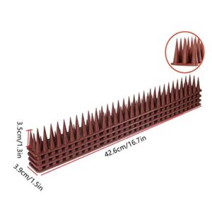 Unkno 12 Pack Plastic Bird Deterrent Spikes 16.7 Feet Fence Spikes for Cat,Birds,Bird Spikes, Squirrel Spikes，Spike Strips for Bird Cat Squirrel Pigeons（ Brown）