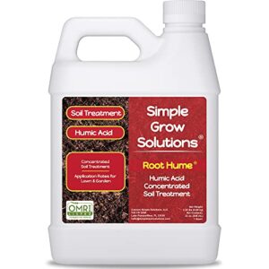 simple lawn solutions root hume- simple grow solutions – concentrated humic acid – liquid carbon – simple grow solutions- natural lawn & garden treatment – plant food enhancer- turf grass soil conditioner (32 ounce)