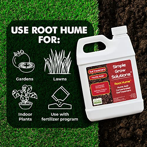 Simple Lawn Solutions Root Hume- Simple Grow Solutions - Concentrated Humic Acid - Liquid Carbon - Simple Grow Solutions- Natural Lawn & Garden Treatment - Plant Food Enhancer- Turf Grass Soil Conditioner (32 Ounce)