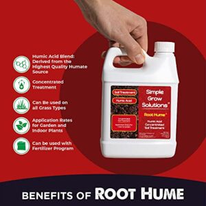 Simple Lawn Solutions Root Hume- Simple Grow Solutions - Concentrated Humic Acid - Liquid Carbon - Simple Grow Solutions- Natural Lawn & Garden Treatment - Plant Food Enhancer- Turf Grass Soil Conditioner (32 Ounce)