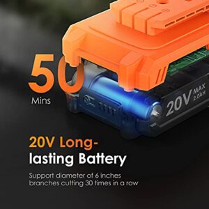 Mini Chainsaw - Cordless Electric 4 Inch Chain Saw W/ 20V 2000mAh Battery & Charger, Safety Lock & 90° Baffle, Handheld, Lightweight & Easy Carry For Outdoor Use - Tree/Branches/Wood Cutting/Trimming