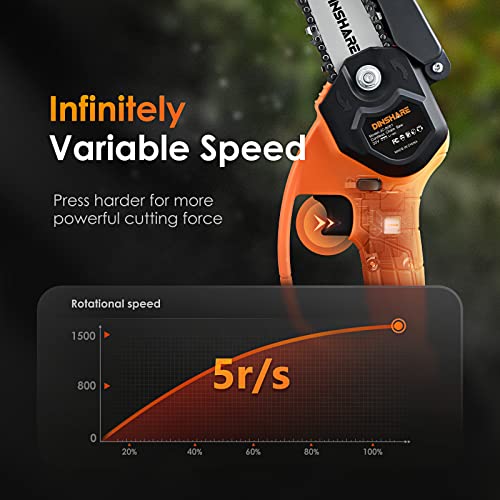 Mini Chainsaw - Cordless Electric 4 Inch Chain Saw W/ 20V 2000mAh Battery & Charger, Safety Lock & 90° Baffle, Handheld, Lightweight & Easy Carry For Outdoor Use - Tree/Branches/Wood Cutting/Trimming