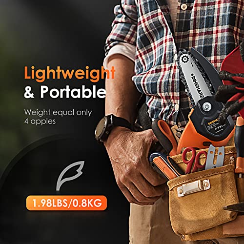 Mini Chainsaw - Cordless Electric 4 Inch Chain Saw W/ 20V 2000mAh Battery & Charger, Safety Lock & 90° Baffle, Handheld, Lightweight & Easy Carry For Outdoor Use - Tree/Branches/Wood Cutting/Trimming
