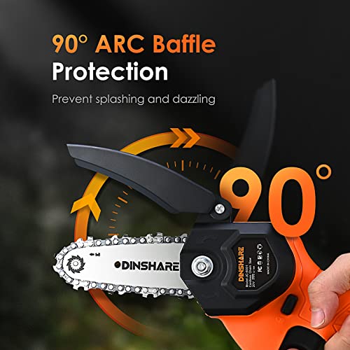 Mini Chainsaw - Cordless Electric 4 Inch Chain Saw W/ 20V 2000mAh Battery & Charger, Safety Lock & 90° Baffle, Handheld, Lightweight & Easy Carry For Outdoor Use - Tree/Branches/Wood Cutting/Trimming