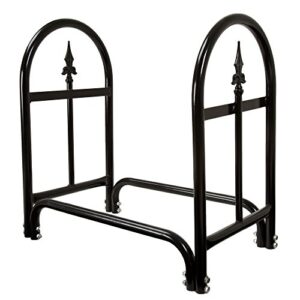 pure garden alloy steel 50-127 fireplace log rack with finial design, black