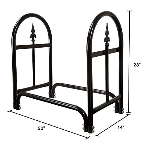 Pure Garden Alloy Steel 50-127 Fireplace Log Rack with Finial Design, Black