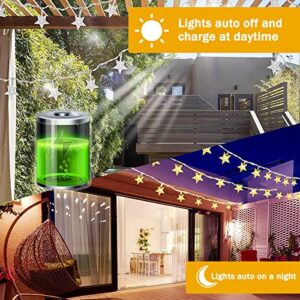 Solar Outdoor Lights Christmas Star Lights Outdoor Total 46FT 100LED Solar Lights Outdoor Waterproof 8 Modes Solar String Lights Solar Outdoor Lights Decorative for Garden Yard Party Warm White 2 Pack