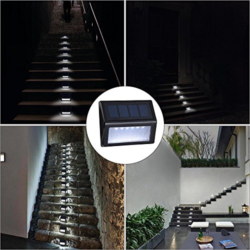 ANDEFINE 2 Pack Outdoor Solar Lights, 6 LED Solar Pathway Lights Waterproof Security Lamps for Garden Back Door Step Stair (White Light) 