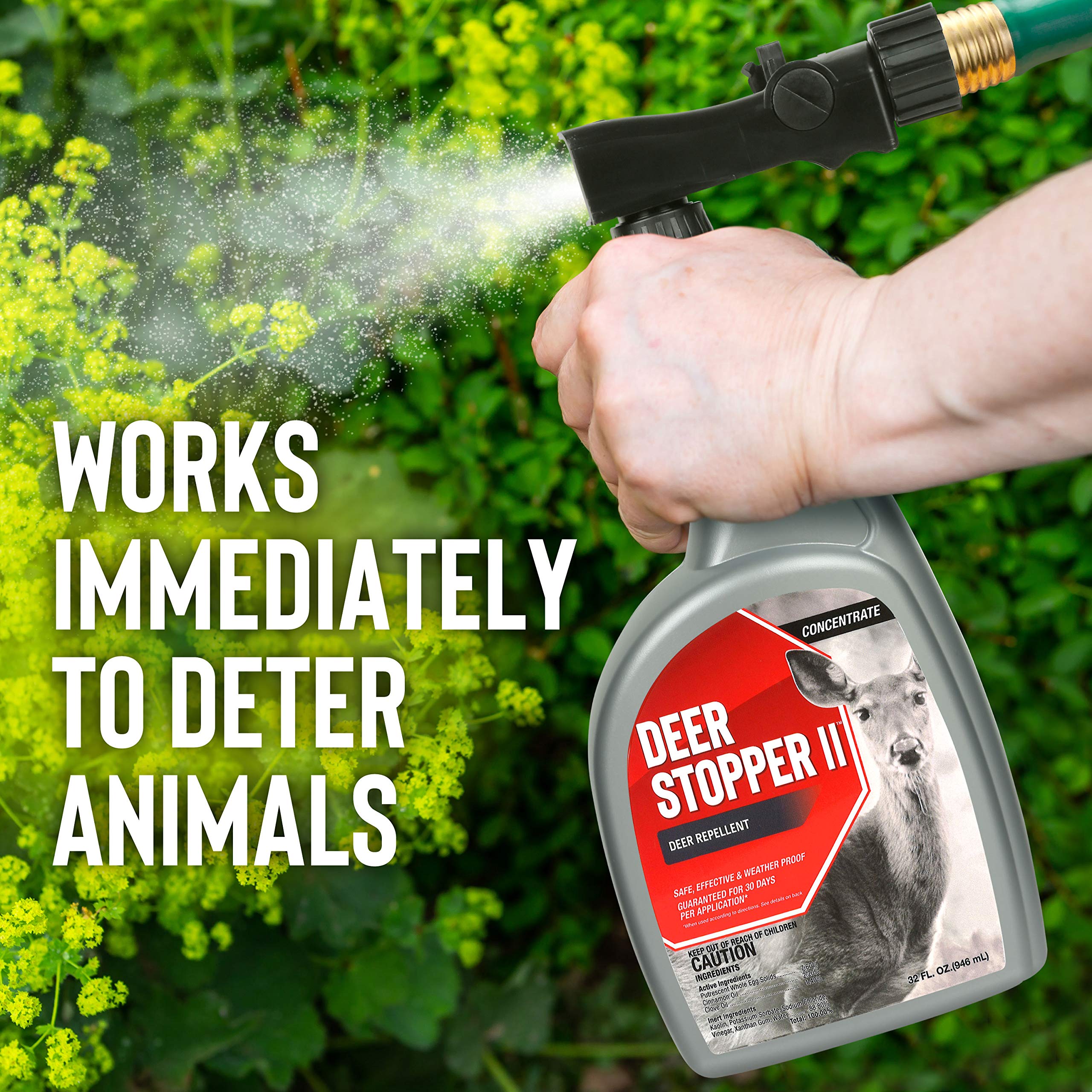 Deer Stopper II Garden Animal Repellent - Safe & Effective, All Natural Food Grade Ingredients; Repels Deer Elk, and Moose; Easy to Use, 32 fl. oz. Liquid Concentrate