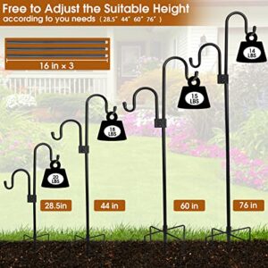 KETIEE Outdoor Shepards Hooks with 5 Prong Base, Heavy-Duty Metal Stand Pole Hanging String Lights,Multi-Function Double Shepherds Hook Garden Holder Lighting Stand for Backyard Patio Wedding