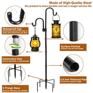 KETIEE Outdoor Shepards Hooks with 5 Prong Base, Heavy-Duty Metal Stand Pole Hanging String Lights,Multi-Function Double Shepherds Hook Garden Holder Lighting Stand for Backyard Patio Wedding