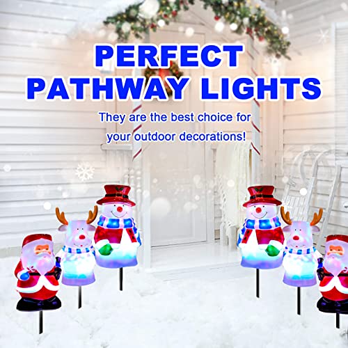 Perfume Christmas Pathway Lights Outdoor Decoration, Snowman Landscape Path Lights, Waterproof 3 in 1 Snowman Santa Reindeer Pathway Stake Lights for Patio, Yard, Garden, Lawn Decorations