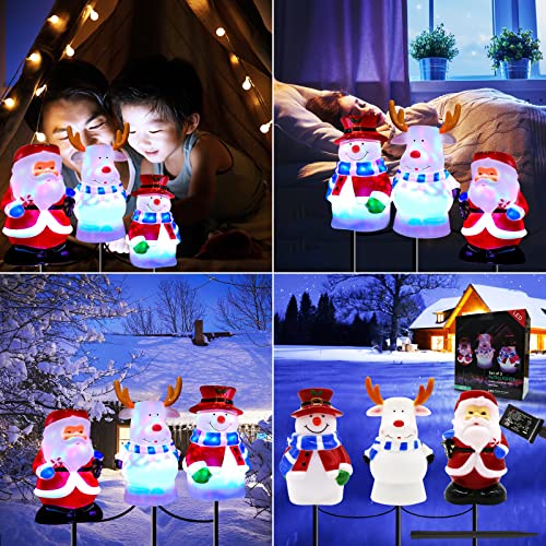 Perfume Christmas Pathway Lights Outdoor Decoration, Snowman Landscape Path Lights, Waterproof 3 in 1 Snowman Santa Reindeer Pathway Stake Lights for Patio, Yard, Garden, Lawn Decorations