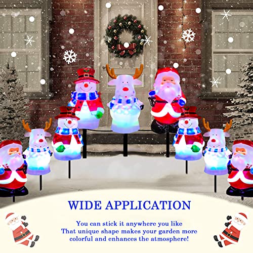 Perfume Christmas Pathway Lights Outdoor Decoration, Snowman Landscape Path Lights, Waterproof 3 in 1 Snowman Santa Reindeer Pathway Stake Lights for Patio, Yard, Garden, Lawn Decorations