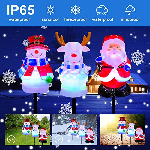 Perfume Christmas Pathway Lights Outdoor Decoration, Snowman Landscape Path Lights, Waterproof 3 in 1 Snowman Santa Reindeer Pathway Stake Lights for Patio, Yard, Garden, Lawn Decorations