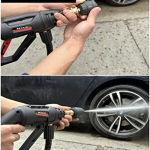 Short Wand Pressure Washer Gun Connect M22/14 Hose With 5-In-1 High Pressure Spray Nozzle，1/4 Inch Quick Connector For Power Car Wash Accessories Kit