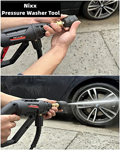 Short Wand Pressure Washer Gun Connect M22/14 Hose With 5-In-1 High Pressure Spray Nozzle，1/4 Inch Quick Connector For Power Car Wash Accessories Kit