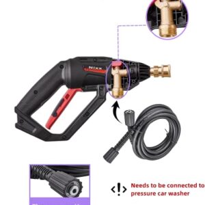 Short Wand Pressure Washer Gun Connect M22/14 Hose With 5-In-1 High Pressure Spray Nozzle，1/4 Inch Quick Connector For Power Car Wash Accessories Kit