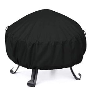 sunpatio fire pit cover round 32 inch, heavy duty waterproof fire bowl cover, outdoor patio furniture cover side table cover with adjustable drawstring and handles, uv & rip & fade resistant, black